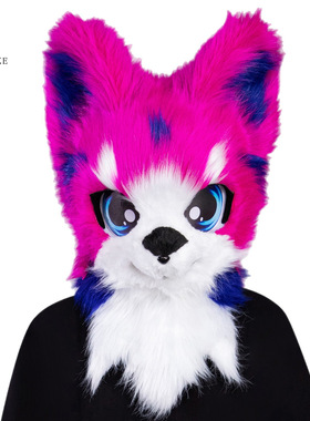 跨境TEMU万圣节兽装头套人偶犬头狼头毛绒面具欧美Furry角色扮演