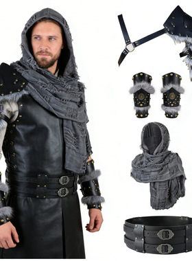 欧洲中世纪维京人皮革腰带护腕文艺复兴COSPLAY服饰配饰舞台道具