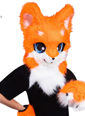 跨境亚马逊Furry日系狼犬头 二次元COS兽头面具仿真动物毛绒头套