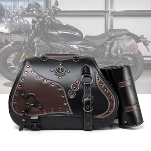 歐美复古哈雷摩托车配件改装侧边箱包太子巡航装备车边包改装