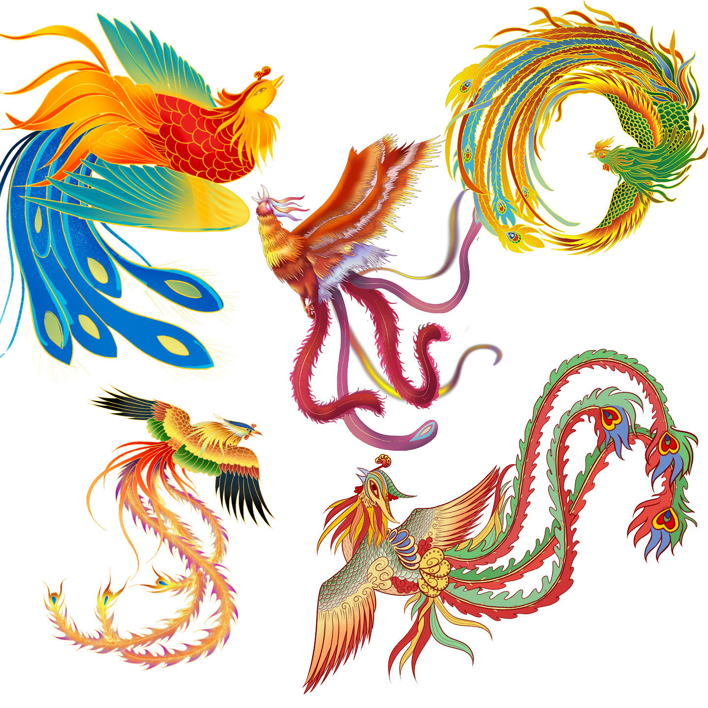 吉祥凤凰飞舞国潮贴纸笔记中国风贴纸