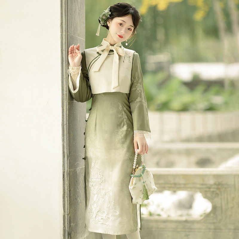 茶语中国风改良汉元素汉服女新中式旗袍连衣裙套装