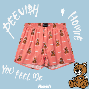 孖烟通裤 霹危斯PEEVISH纯棉阿罗裤 头女居家短睡裤 男裤 衩 宽松内裤