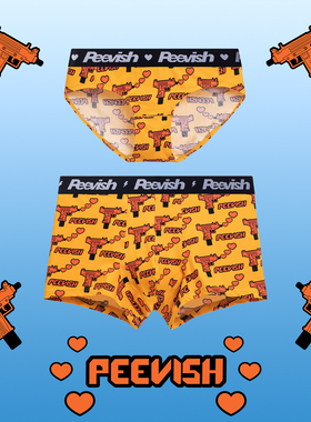 霹危斯PEEVISH卡通可爱情侣抗菌纯棉平角内裤男生裤衩女三角内裤