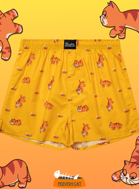 霹危斯PEEVISH纯棉阿罗裤宽松内裤男女居家短睡裤情侣孖烟通裤衩