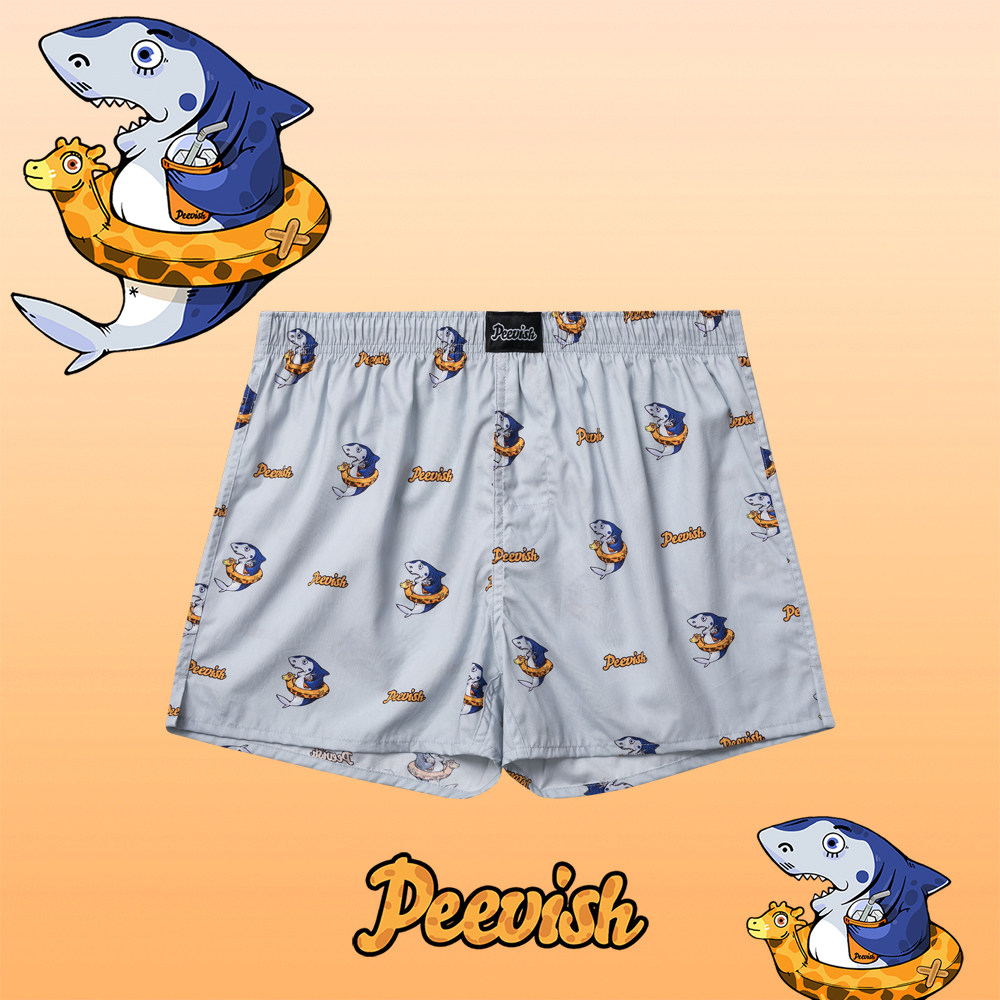 peevish情侣睡裤居家短裤青年男士纯棉宽松阿罗裤内裤孖煙通裤衩