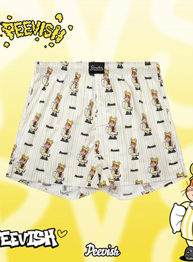 霹危斯PEEVISH纯棉阿罗裤内裤男士裤头居家短睡裤女孖烟通大裤衩