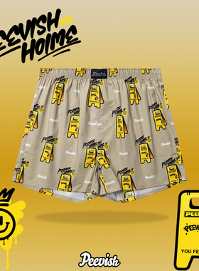 霹危斯PEEVISH纯棉阿罗裤宽松内裤男裤头女居家短睡裤孖烟通裤衩