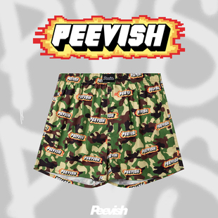 孖烟通裤 男女居家短睡裤 衩 宽松内裤 霹危斯PEEVISH迷彩嘻哈阿罗裤