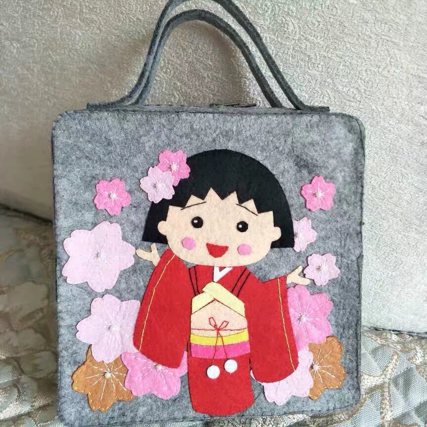 小丸子不织布材料包儿童手工制作diy包包长款钱包手提斜挎单肩包
