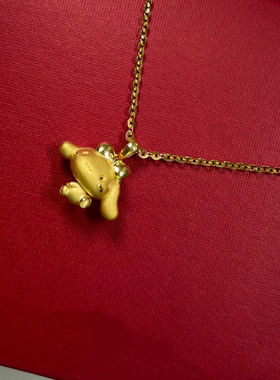 周家老挝沙金玉桂狗项链