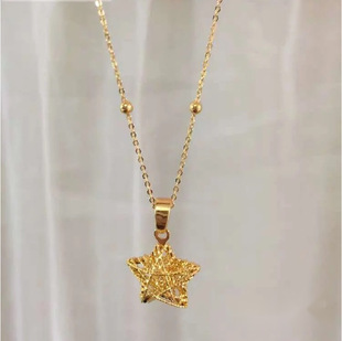网红直播周家镂空星星项链幸运星项链小红书越南沙金五角星项链女
