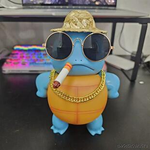 霸气叼烟傲娇杰尼龟汽车摆件后备箱车尾挂件车顶装饰创意摆件手办