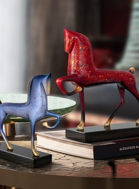 黄铜奔马牛羚羊装饰摆件