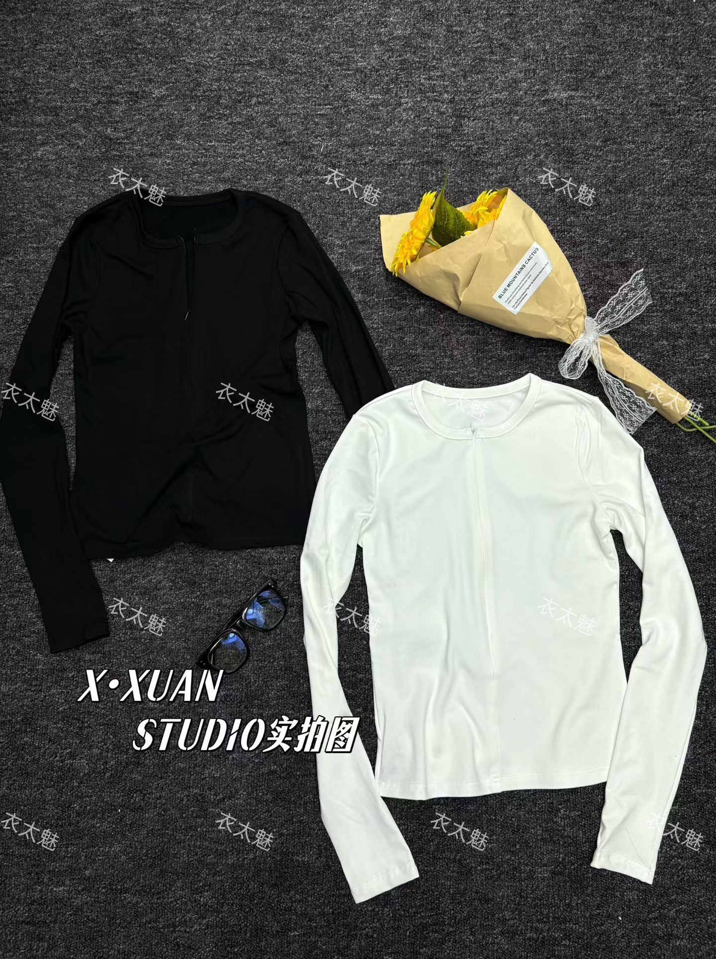 2025秋季时尚新款圆领修身拉链磨毛显瘦打底纯色长袖T恤上衣女装