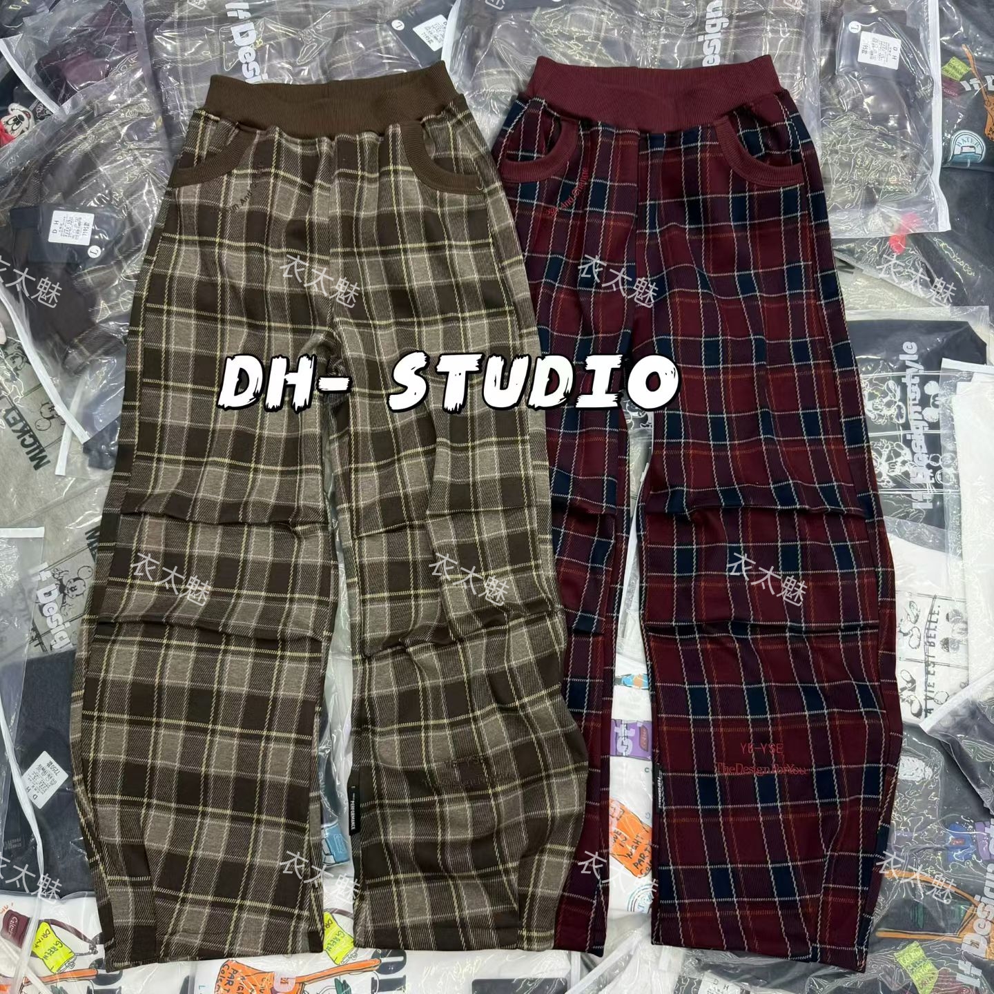 2026早春新款格子直筒休闲裤女慵懒风加厚阔腿裤子百搭显瘦女装