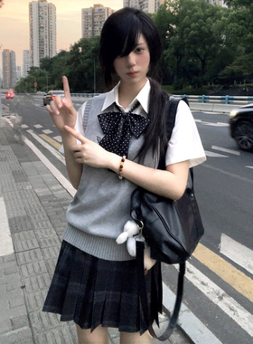 花千猪原创 小芥中背心 JK多色马甲针织棉毛衣日系jk制服百搭上衣