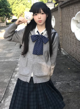 花千猪原创 秋语中连帽毛衣 JK多色针织外套学院风JK制服长袖上衣