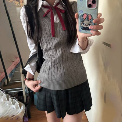 花千猪新品 小芝麻花毛衣 JK多色款背心针织毛衣jk制服百搭上衣