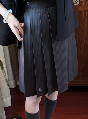 花千猪原创 月下弦格裙  jk制服校供感a字型刺绣款深灰格百搭jk裙