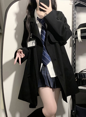 花千猪原创 裕本川风衣 日系学院风jk制服大衣长短款多色百搭外套