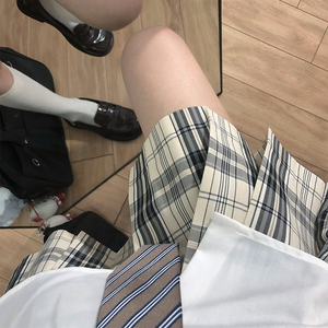 花千猪新品 棠梨格裙         jk制服校供感百褶裙黄格百搭款jk裙