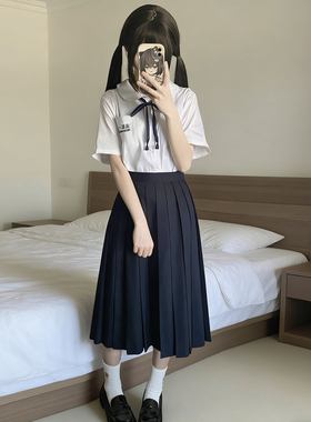 花千猪新品 北原一中衬衫   日系白色圆领款短袖jk制服刺绣款上衣