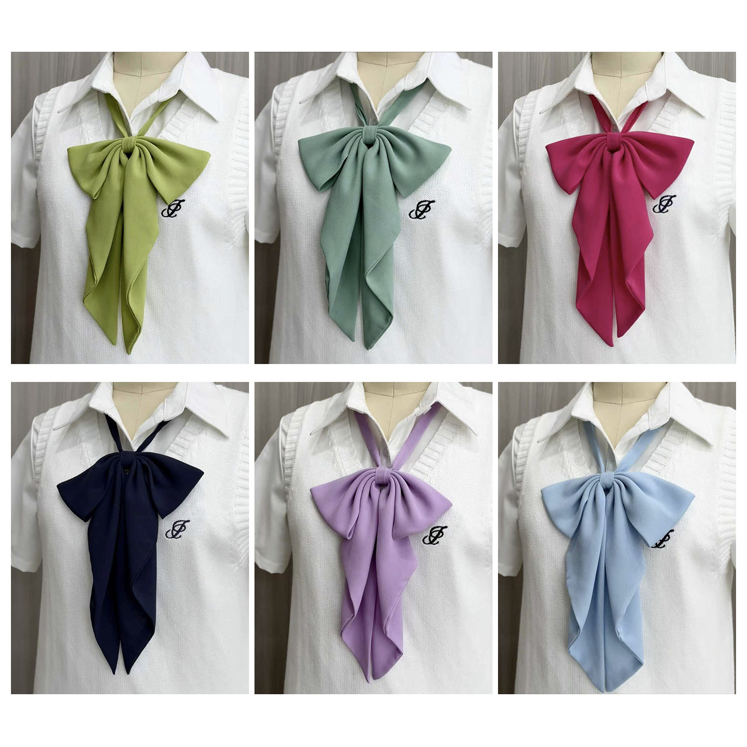 花千猪JK 长款纯色大蝴蝶领结  jk制服搭配多色jk领结日系百搭款