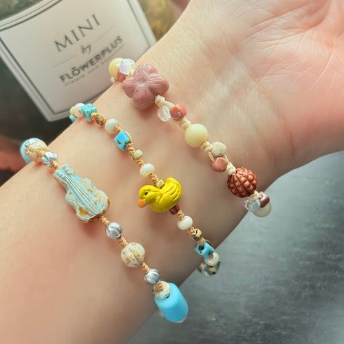 随喜珠珠原创「童趣」捷克珠编制手链黄鸭提琴四叶草可爱小众精致