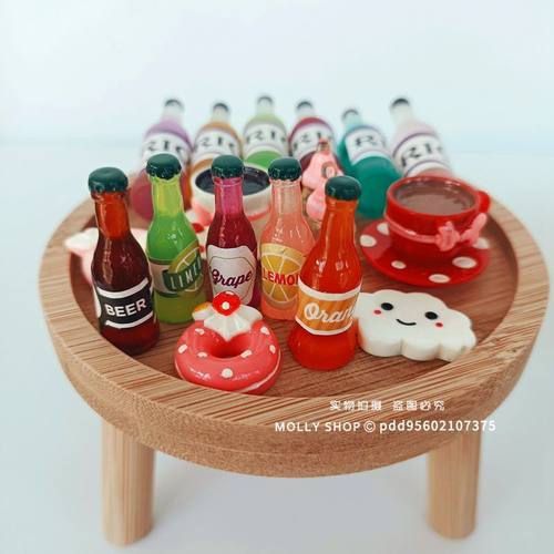 20cm棉花娃娃木质圆桌零食饮料包