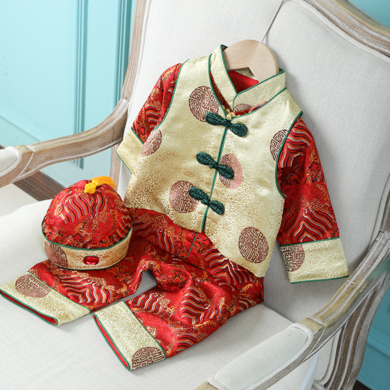 婴儿宴会中式风唐装周岁礼服定制