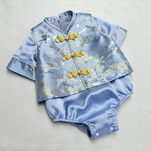 百天宝宝衣服桑蚕丝男宝夏季