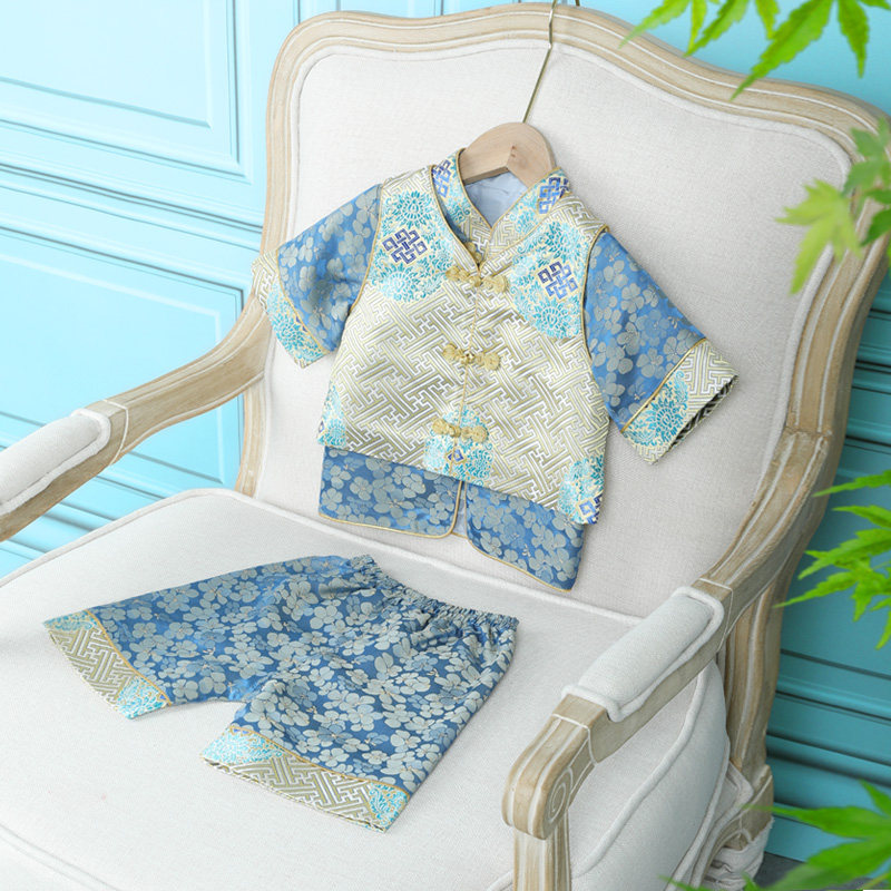 抓周婴儿生日桑蚕丝夏季礼服定制