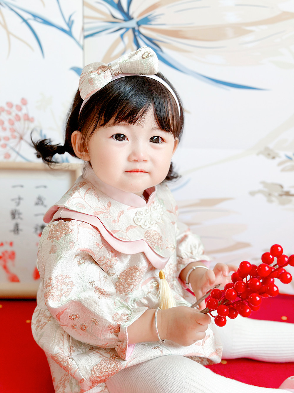 宝宝周岁服女婴儿百日宴中式包P