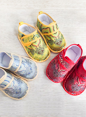 新款春夏男女宝宝全胶底福字千层底布鞋国风男女宝宝包学步鞋