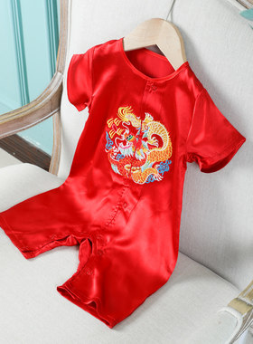 宝宝真丝衣服抓周唐装高级定制
