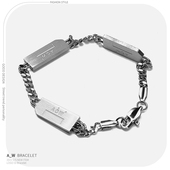 自主原创ACW冷墙字母金属牌个性 手链简约百搭男女情侣银色饰手镯