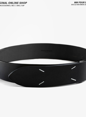 情人节礼物MMM6男女情侣四缝线皮带简约超纤牛皮黑色针按扣腰带