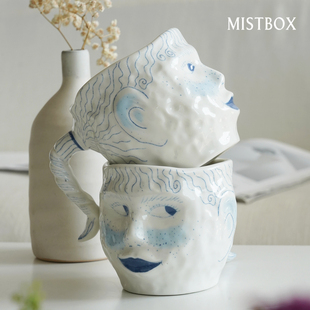 MISTBOX.Face 创意马克杯无厘女孩陶瓷杯手工礼物圣诞礼物杯 mug
