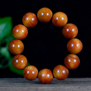 太行山老料玉化透光崖柏手串20mm男士 手链红油佛珠木质文玩可包浆