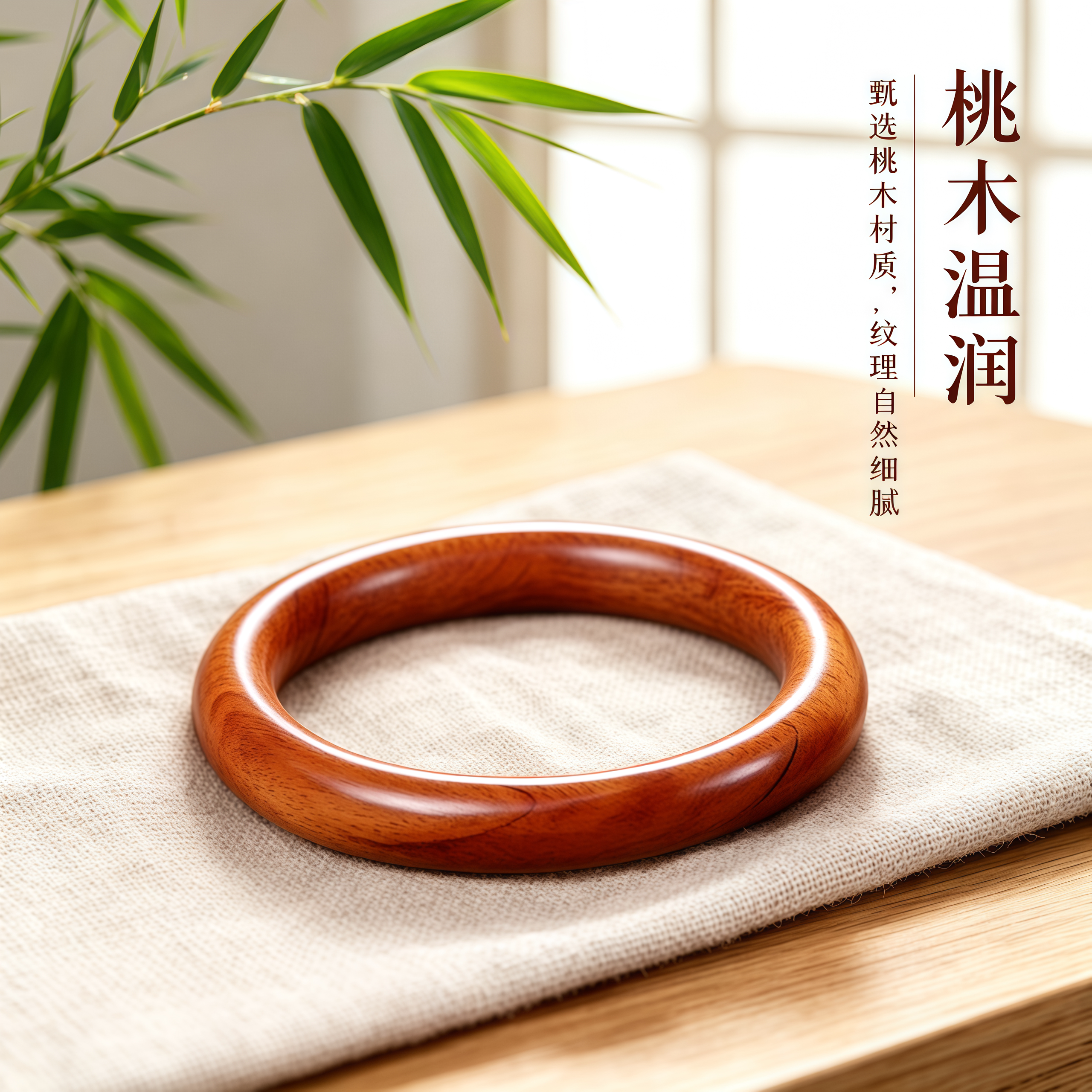 正宗桃木手镯血檀绿檀檀木女手镯简约时尚学生木镯文玩送礼佳品