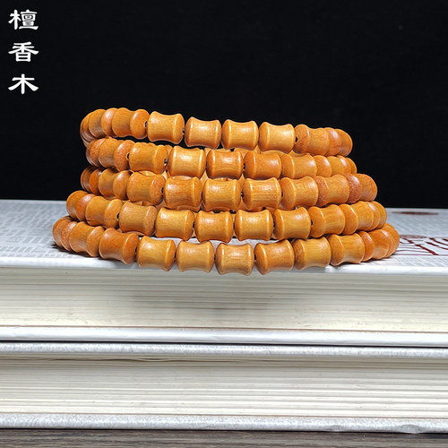 新山檀香木佛珠手串原创文玩情侣竹节手链芭比檀香饰品108颗 念珠