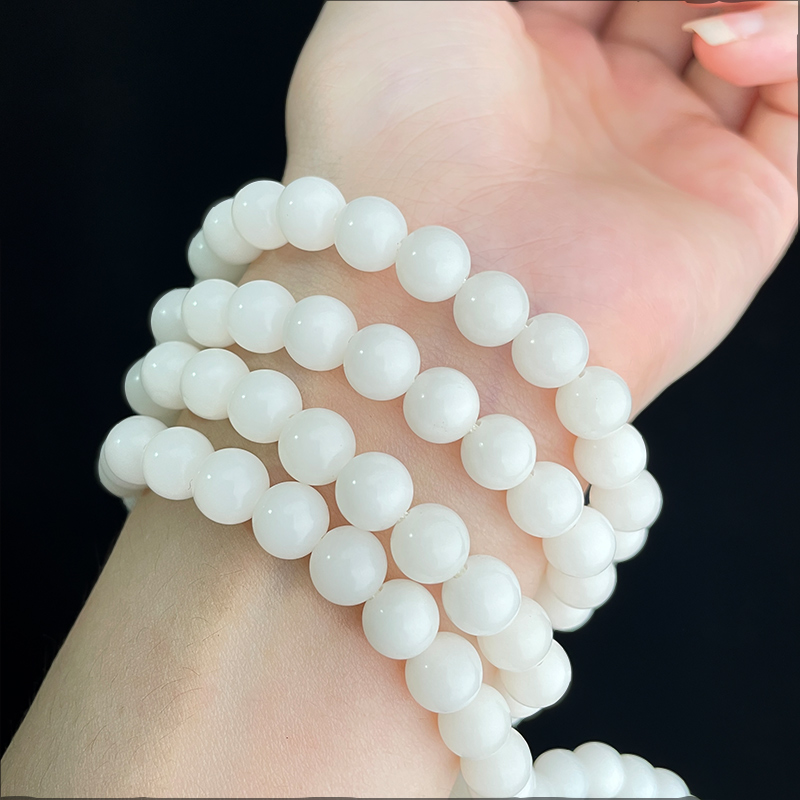 白玉菩提根108颗散珠圆珠DIY佛珠月光白文玩手串手链饰品男女项链