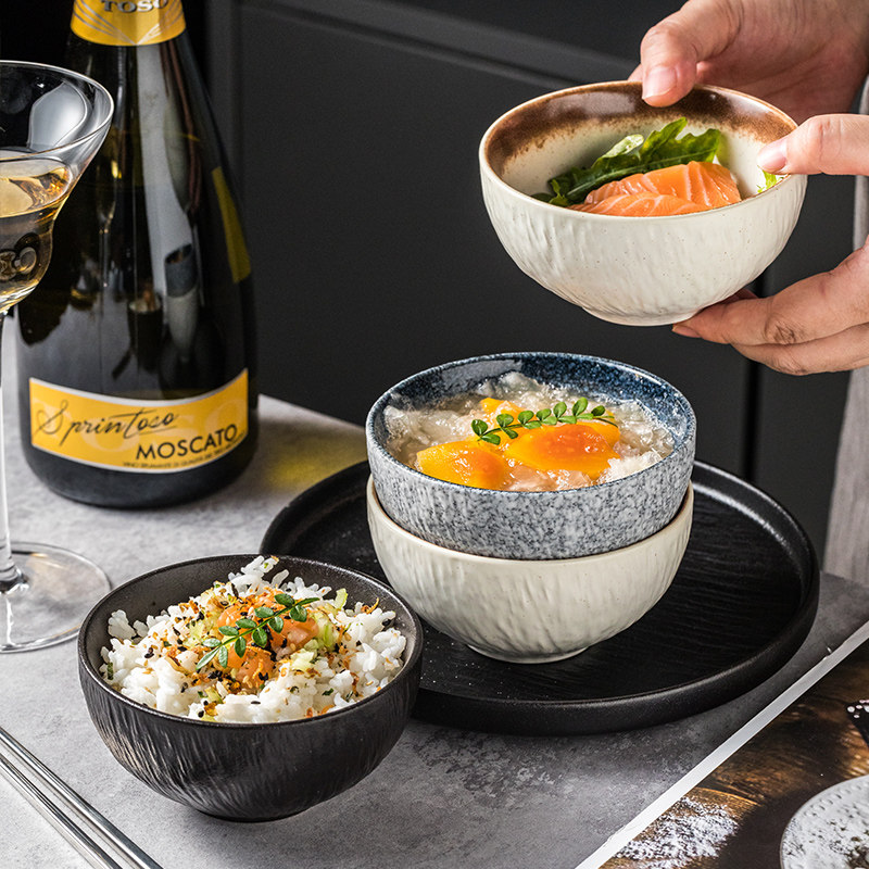 好看的饭碗创意复古石纹