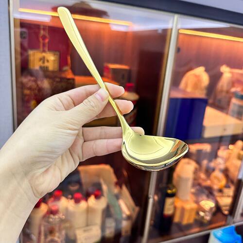 不锈钢长柄加厚圆头西餐饭勺