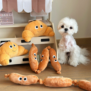 宠物发声玩具毛绒可爱面包香肠磨牙洁齿仿真食物系列宠物用品