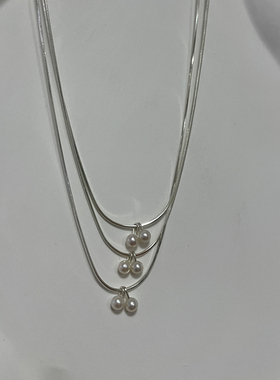 天然淡水珍珠s925银蛇骨链女项链
