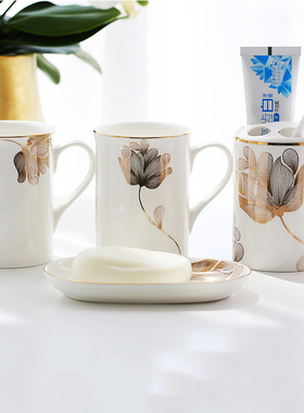 陶瓷漱口杯情侣套装创意牙刷杯骨瓷洗漱杯北欧刷牙杯子家用牙缸杯