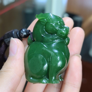 新疆和田碧玉籽料麒麟貔貅手把件挂件吊坠项链手链戒指XX13076