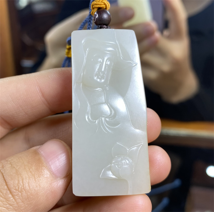 和田白玉籽料吊坠荷花观音挂件吊坠宝宝锁平安扣戒指耳坠xx08048